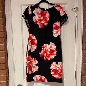 Vince Camuto Black Dress with Red Floral Design